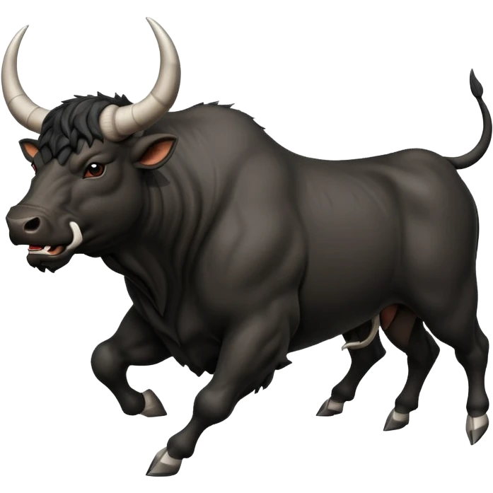 angry leaping black bull side view emoji