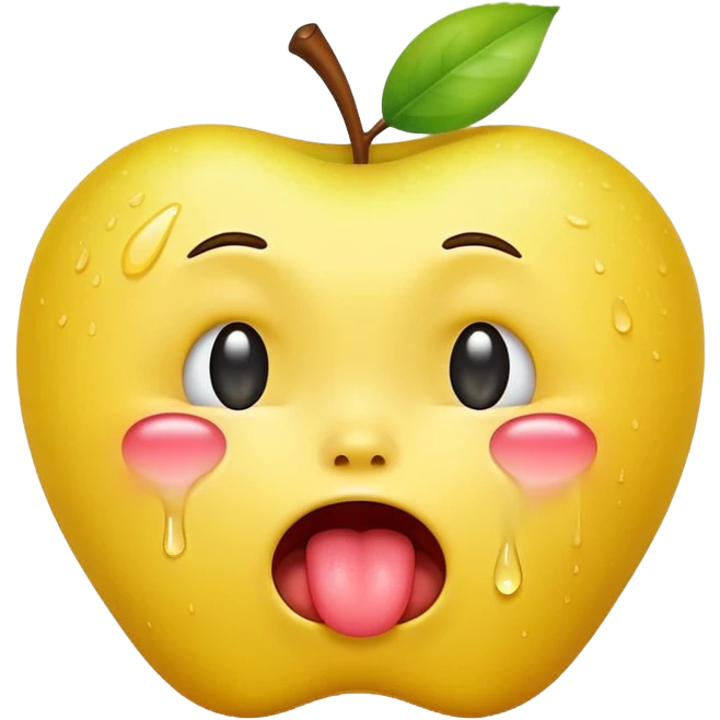 regular yellow apple emoji but it’s crying streams of tears and has its tongue out emoji