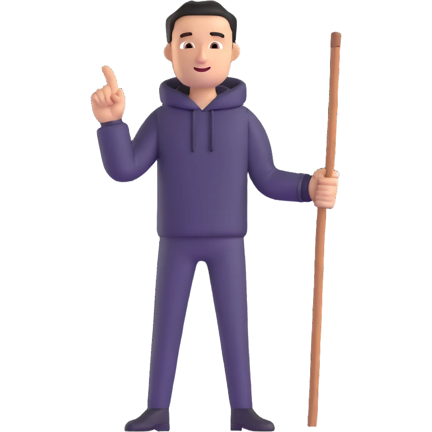 man pointing with a stick at the white board emoji