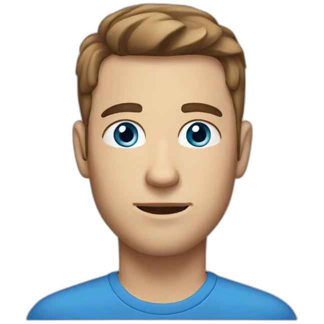 White man with brown hair and blue eyes stuble on face working emoji