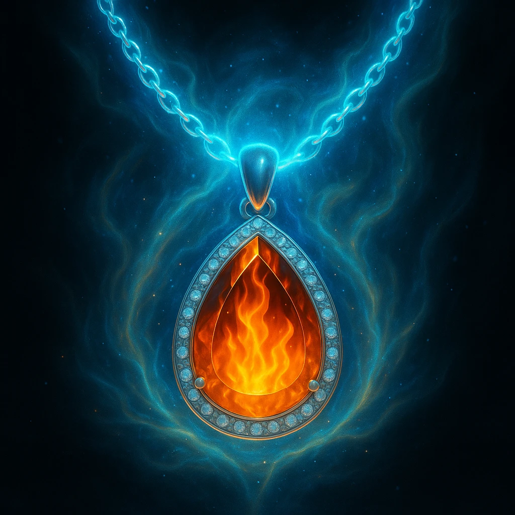 Make the necklace floating and ethereal, with a glowing aura emoji