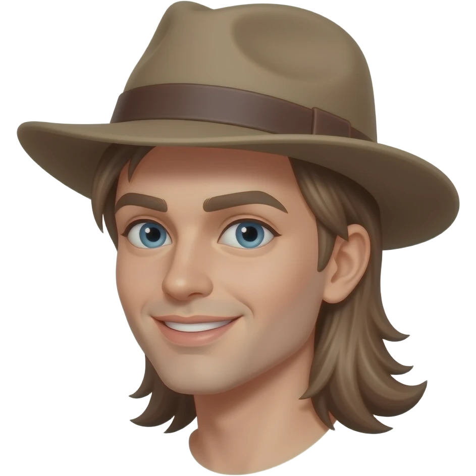 gorra con un peluqueando mullet con colas y una cara de coqueto emoji