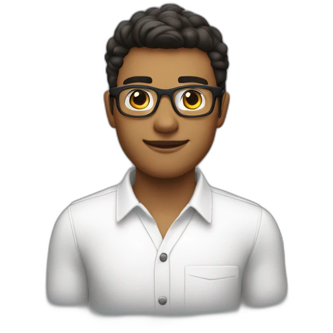 A young fit buissnessman with black glasses and white shirt emoji