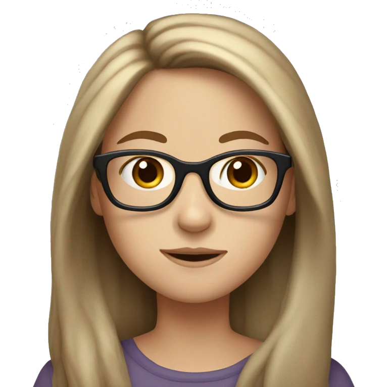 White girl with a brown long hair and glasses emoji