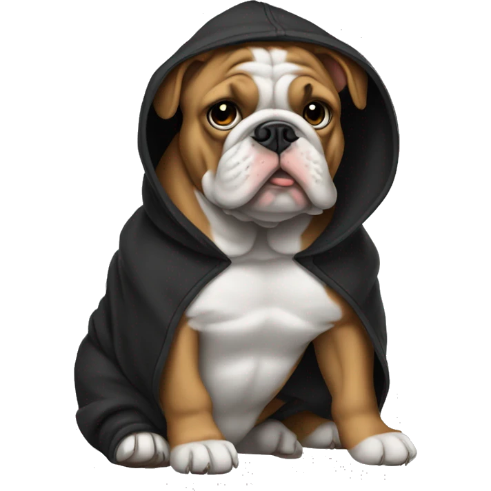 Dog bulldog in black hoodie  emoji