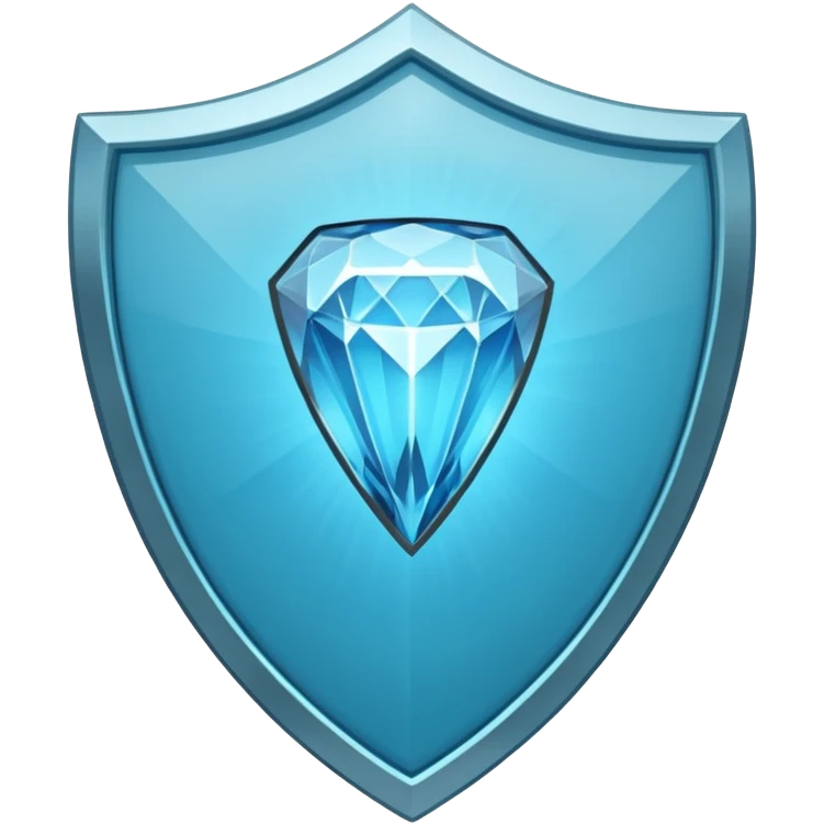 Cyan blue shield with diamond icon emoji