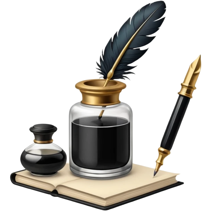 Vintage Academia Quill + inkwell  emoji