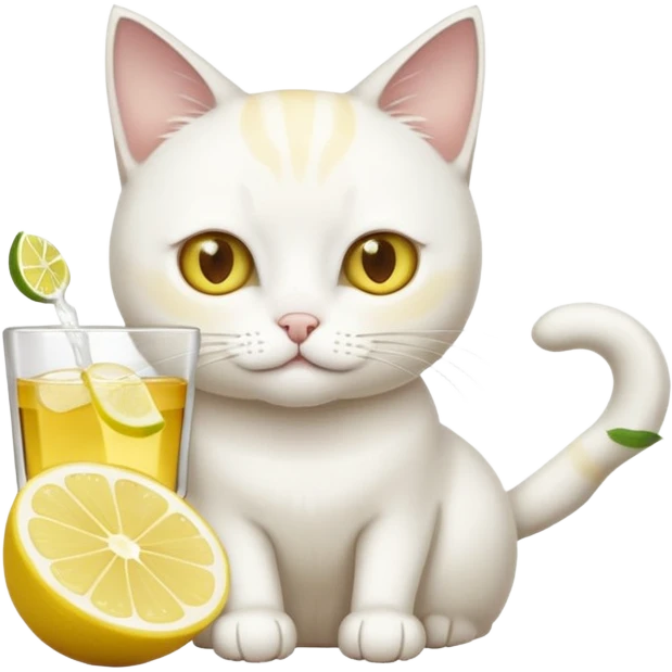 White Cat drinking tequila  With lemon and salt  emoji