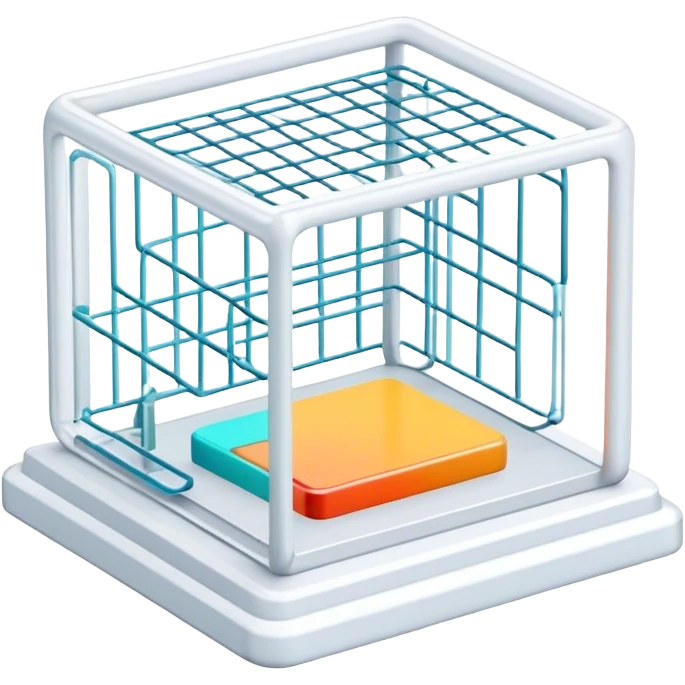 Create an emoji for 3D visualization and modeling. Show a 3D object with wireframe lines and a 3D modeling tool interface. Use modern, professional colors. Do not include any emojis or smiley faces. Make the background transparent. emoji