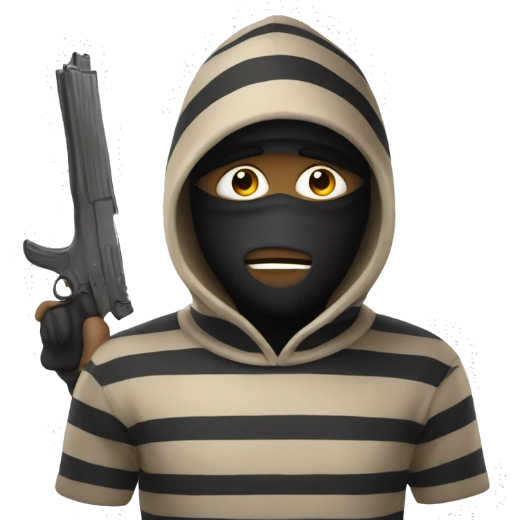 robber emoji with striped jumper emoji