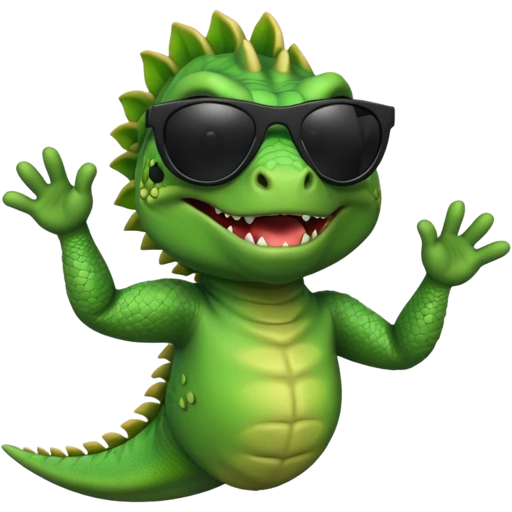 capitalist iguana head with black sunglasses dancing emoji