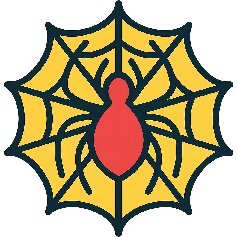 spiderman logo, web motif, stylized spider, graphic emoji