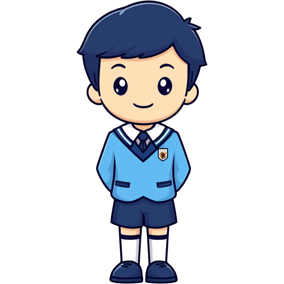 Argentinian school student uniform classic style blue and white simple recognizable emoji