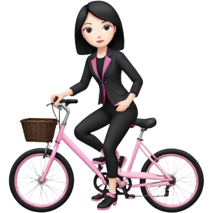 Bicycles Ergonomic bicycle of gym: seated white woman with hair black clothes pink emoji