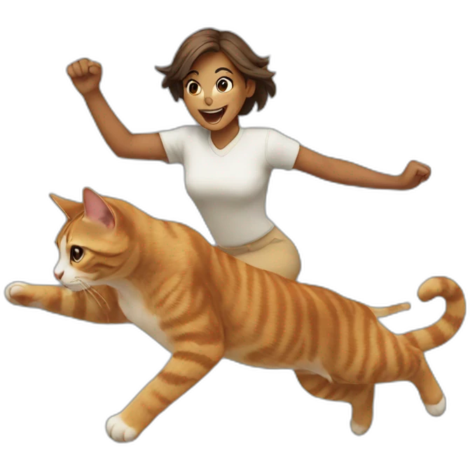 woman cat jumping emoji