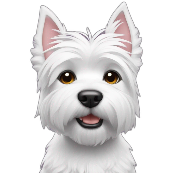 westie (dog) with palm angel sweat and airpods max emoji