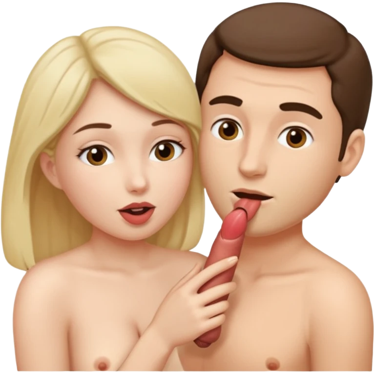 Una mujer chupando un pene de un hombre emoji