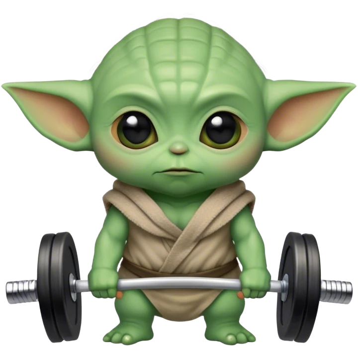 Baby yoda holding a barbell emoji