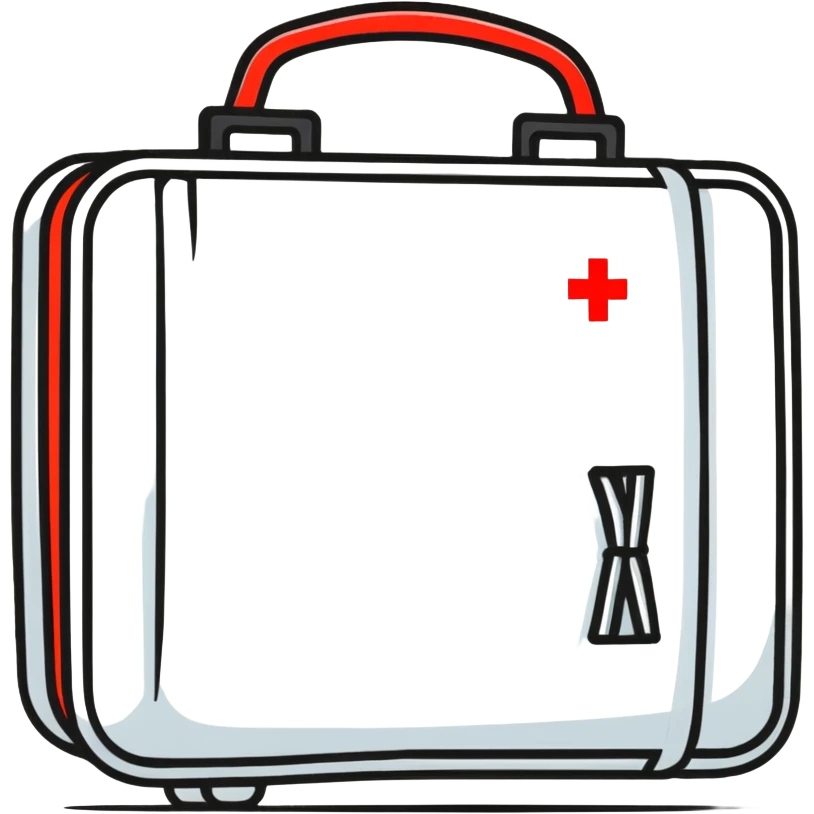 First aid kit with a red cross emoji