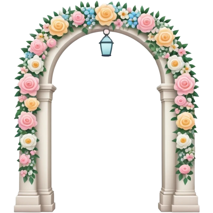 White tall archway with romantic flowers  emoji