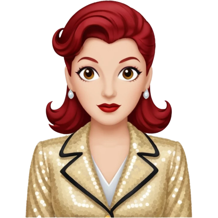 LaVerne Andrews from The Andrews Sisters with dark red hair, cream sequin outfit emoji