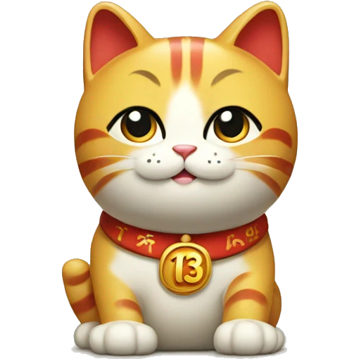 lucky cat with the number thirteen emoji