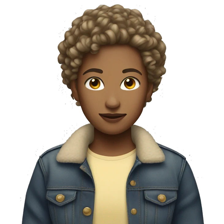 Ligthskin avec des curly short hair tomboy  emoji
