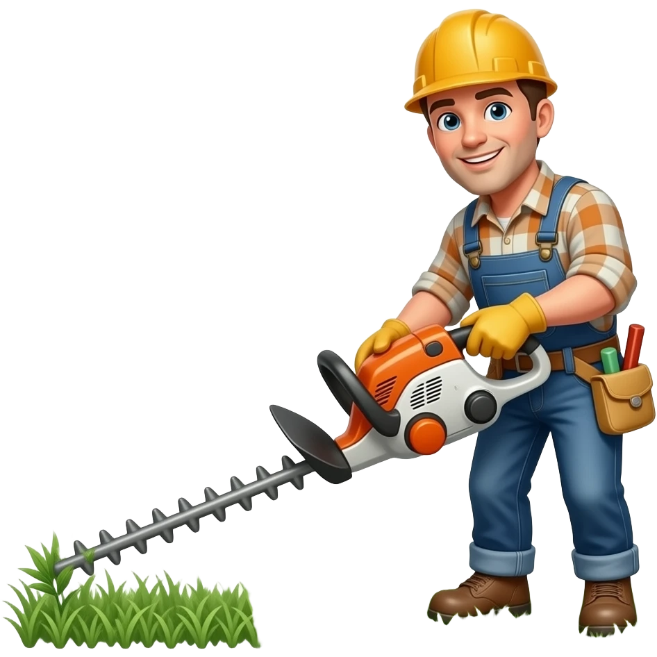 construction worker with weed trimmer more focus on the weed trimmer emoji