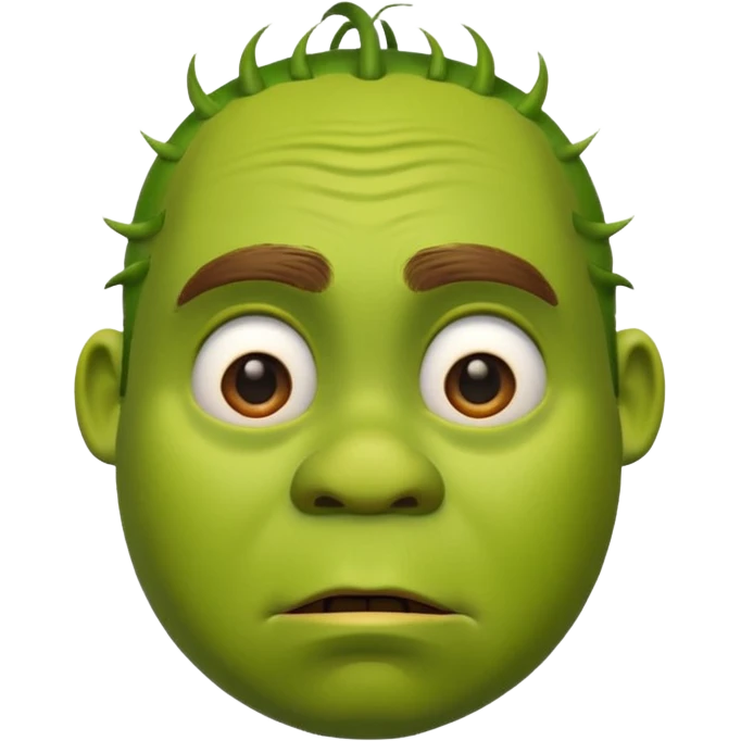 Shrek emoji face showing a confused emoji
