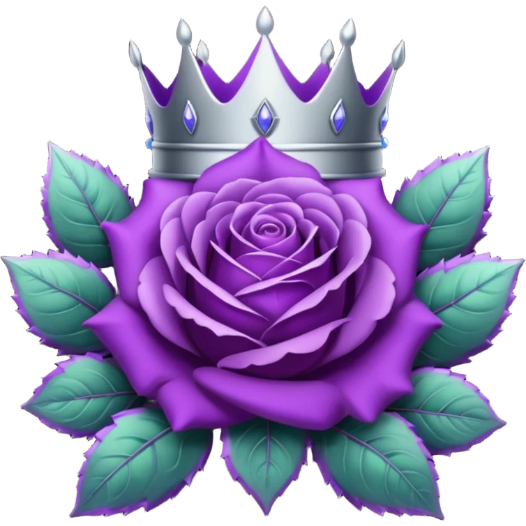 Purple rose with silver crown and a purple emblem leaf wreath emoji