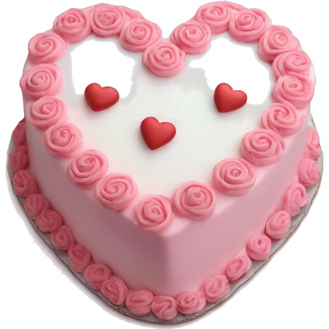  pink vintage heart cake with white frosring along the edges emoji