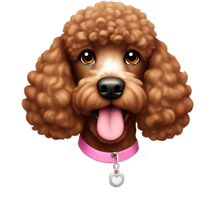 Brown poodle pink nose white chest emoji