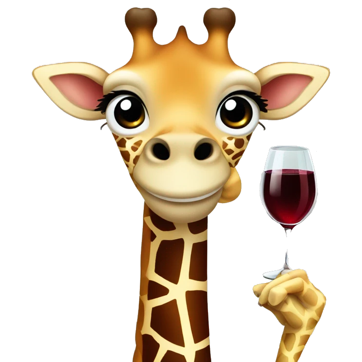 French giraffe holding red wineglass emoji