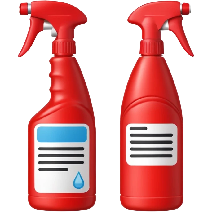 red spray bottle with label emoji