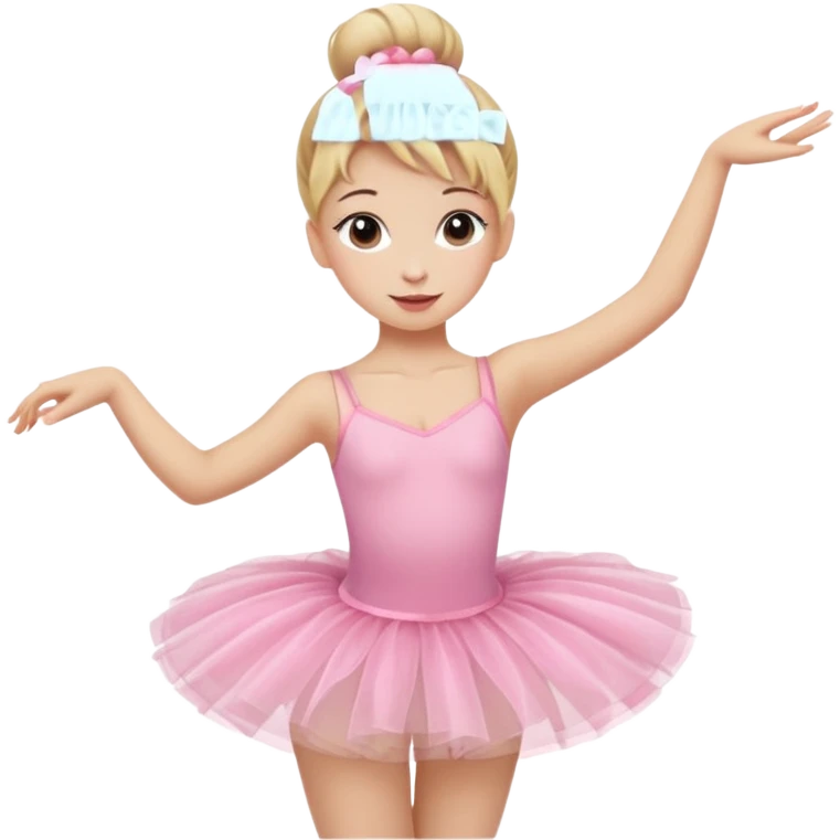 aestethic blonde girl doing ballet, with a pink tutu, bun emoji