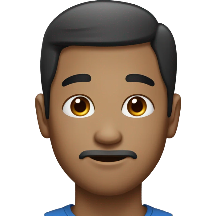 Indonesian man with dark brown skin, thin face, mole on right chin, thin beard, wrinkled forehead, acne scars on face emoji