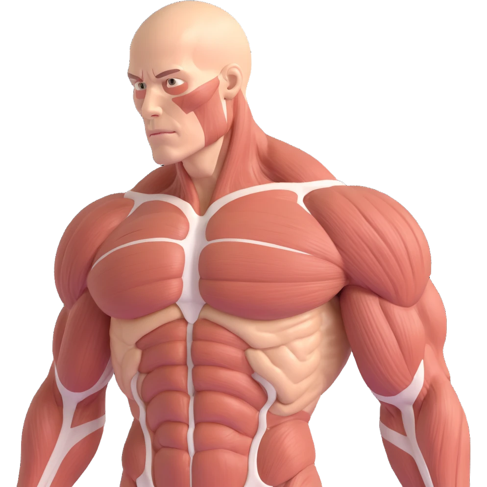 muscles with very low oxidative capacity, anatomical details, poorly vascularized muscle fibers, clinical atmosphere, natural tones, white background emoji