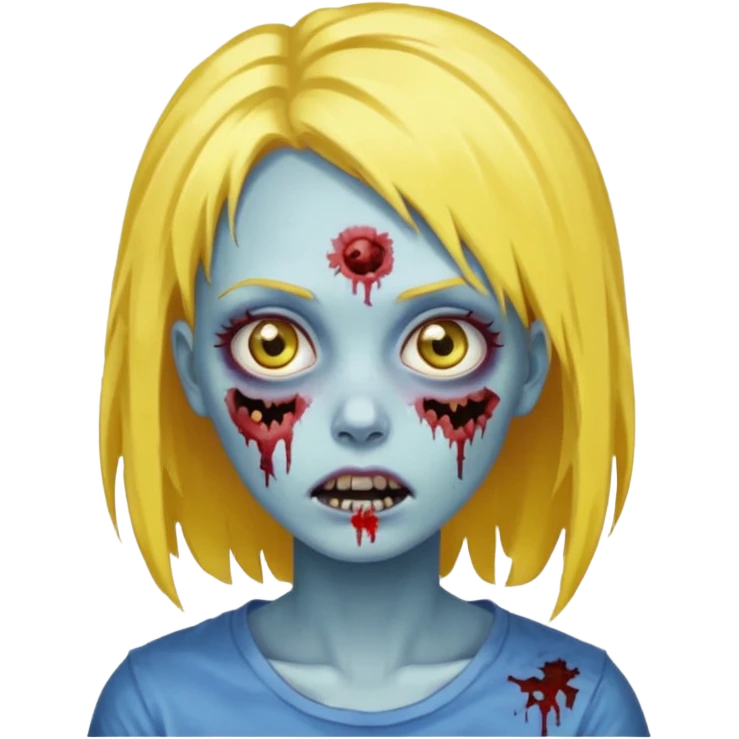 zombie girl yellow hair and blue eyes pixeled emoji