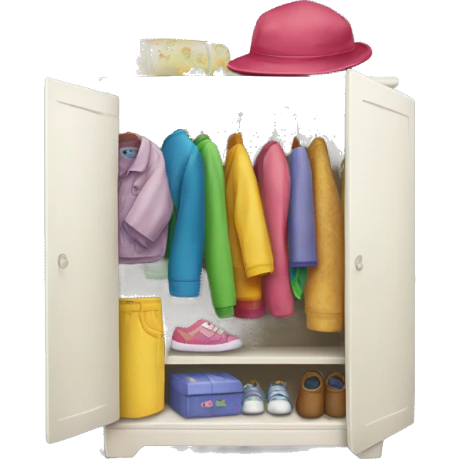 wardrobe with children's things emoji