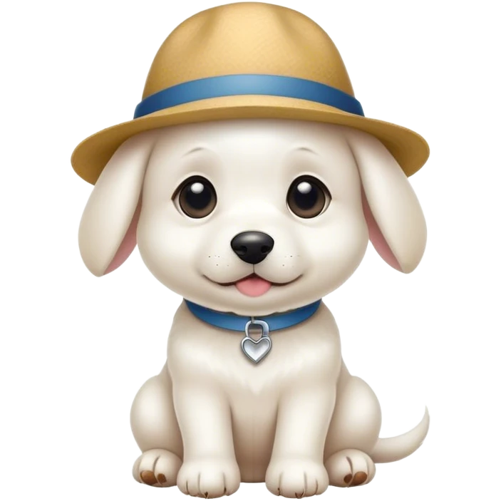 White puppy wearing a hat emoji