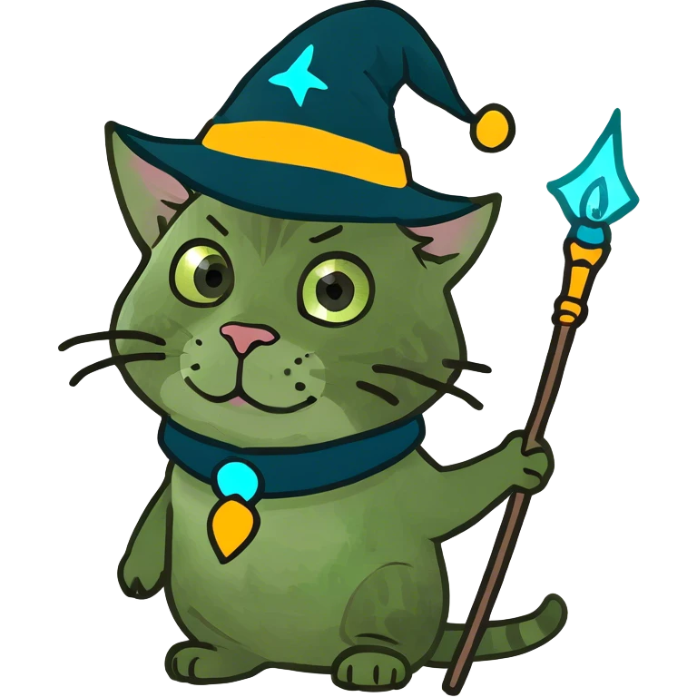 Tabby cat dresses in a wizard outfit emoji