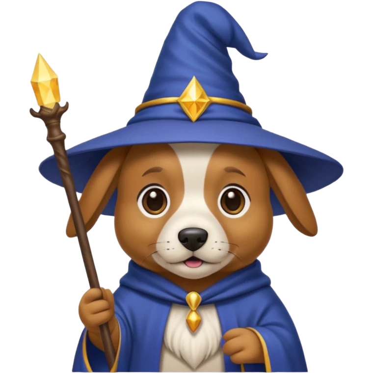 Dog with a wizard hat and wand emoji