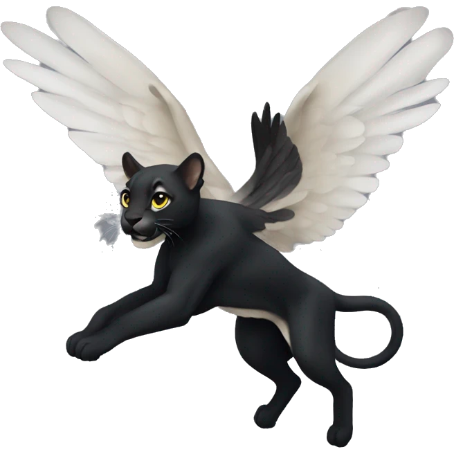 winged black puma flying emoji