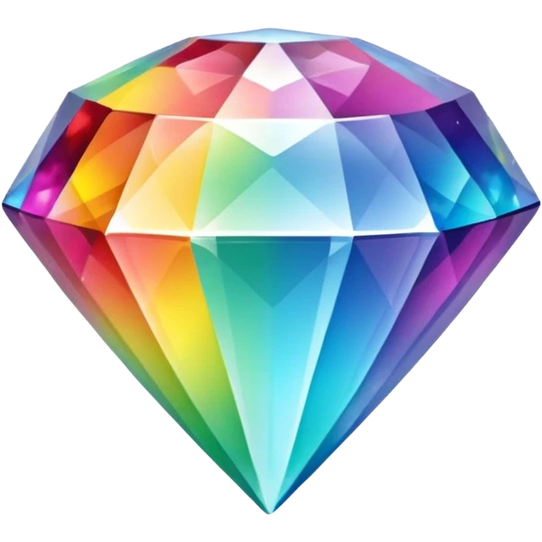 A 3d, not too detailed rainbow colored gem shaped prismatic icon emoji