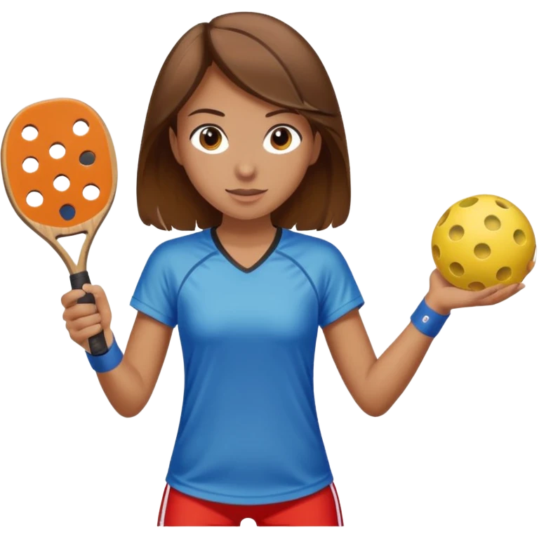 Girl with brown hair playing pickleball emoji