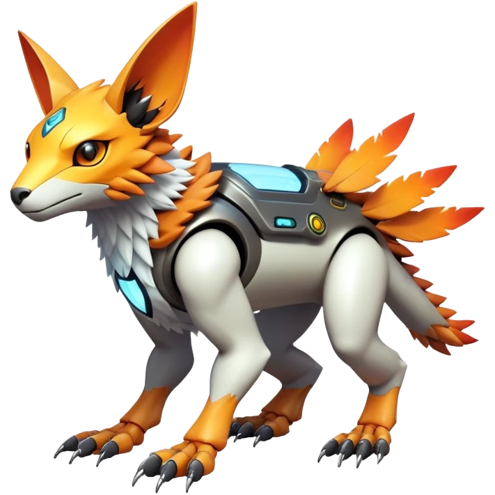  exotic futuristic warm-colored modern cyber-Fakémon-Digimon-Trico-creature emoji