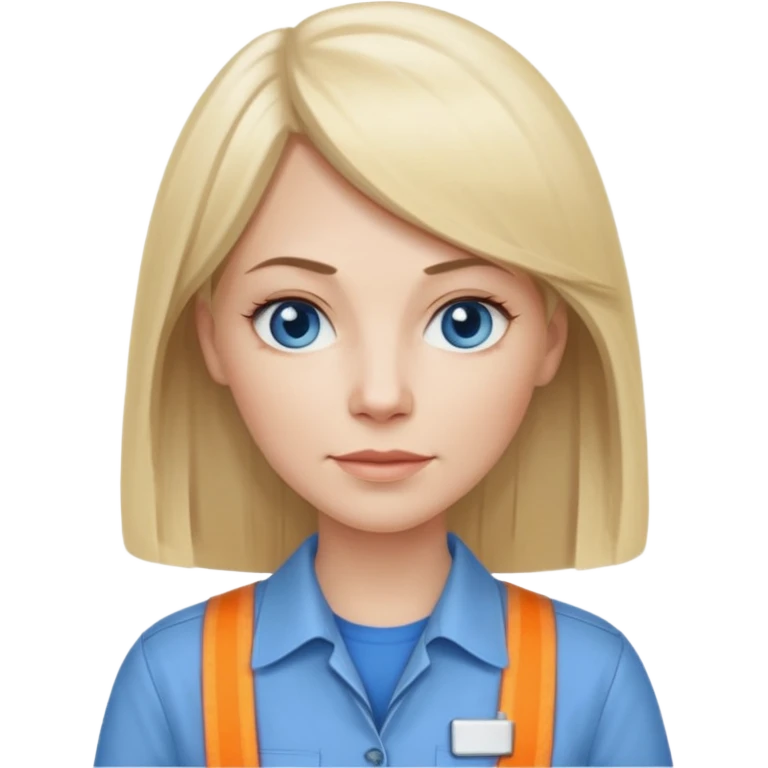40 yr old white woman, pale skin, long straight blond hair parted in center, blue eyes, bangs, clothes for work emoji