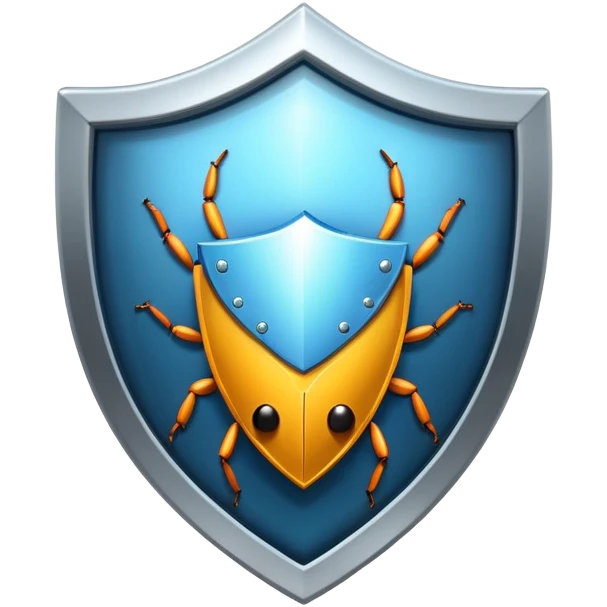 web browser with a bug and a shield, for secure automated testing emoji