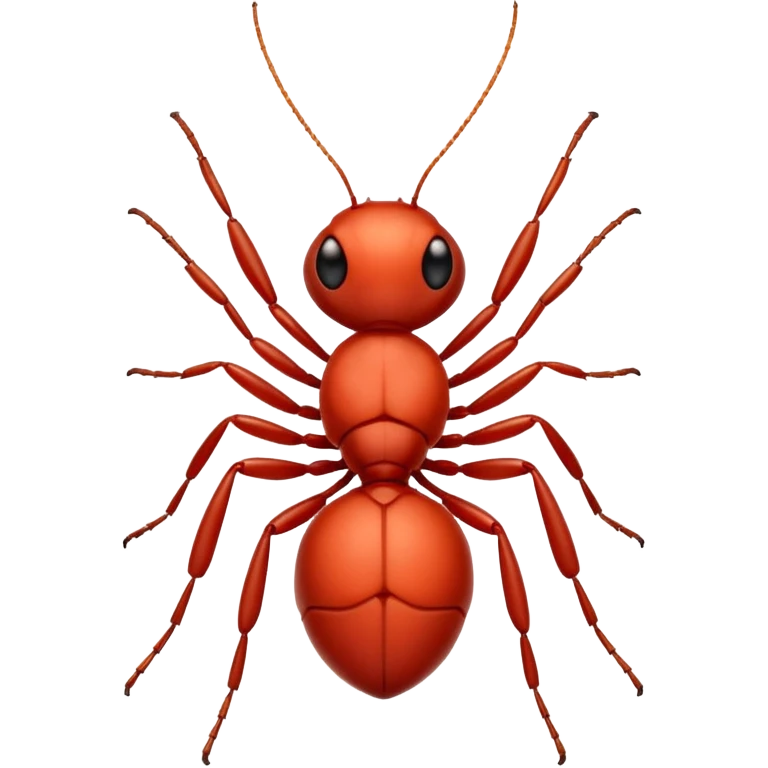 Red ant cartoon style with black shiny round eyes emoji