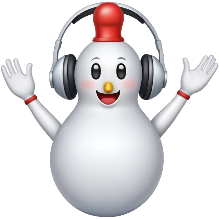 Bowling pin with a headset on emoji